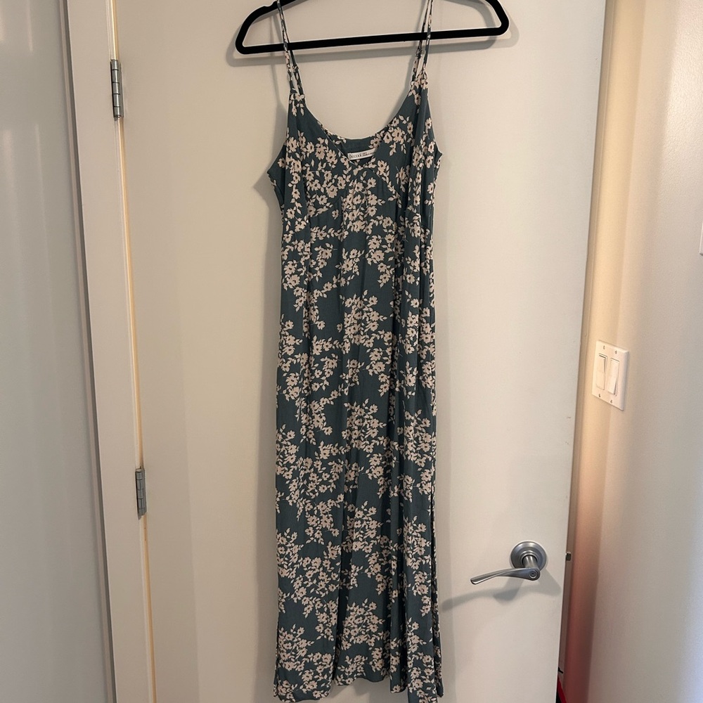 Floral Maxi Dress in Green and Cream